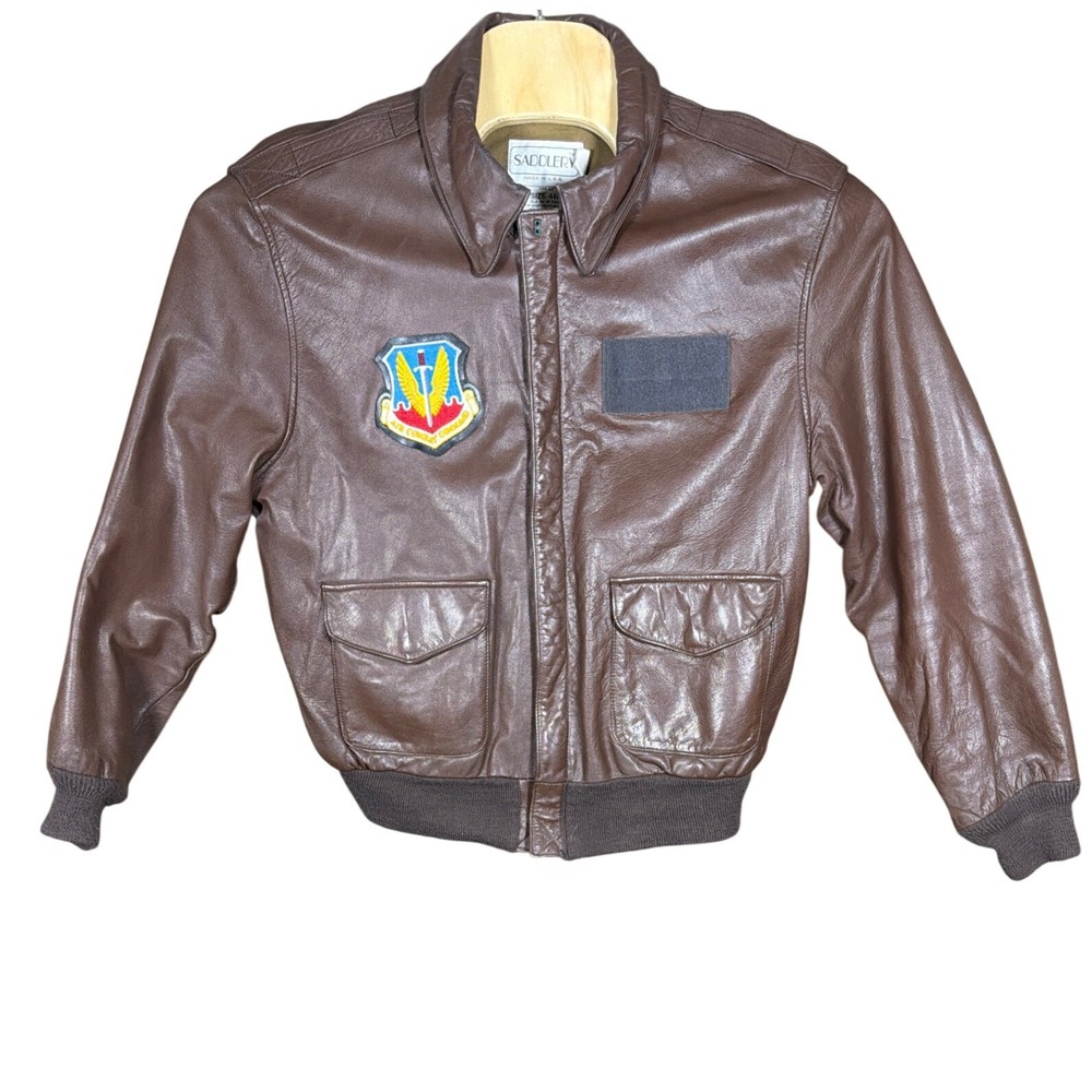 Saddlery Jacket Mens 44R Type A-2 Brown Goatskin Air Combat Command USA Made